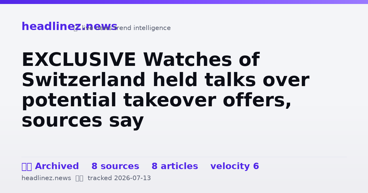 Visual summary for EXCLUSIVE Watches of Switzerland held talks over potential takeover offers, sources say