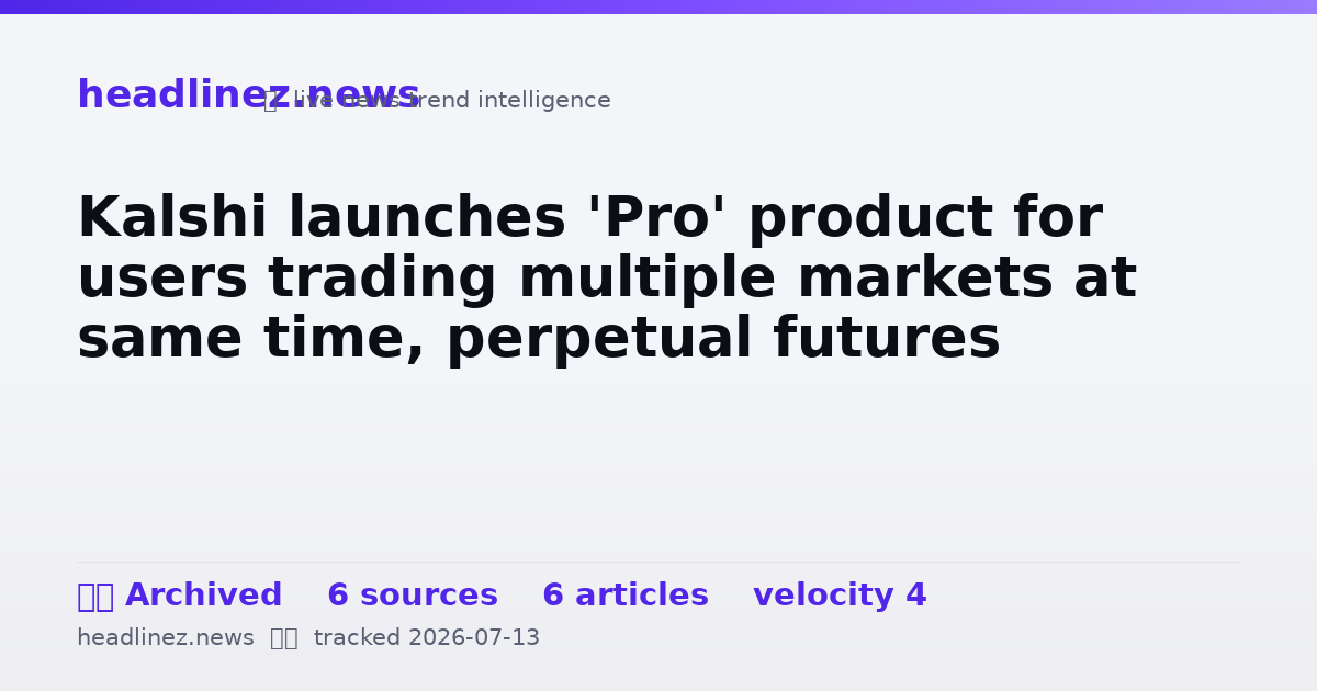 Visual summary for Kalshi launches 'Pro' product for users trading multiple markets at same time, perpetual futures