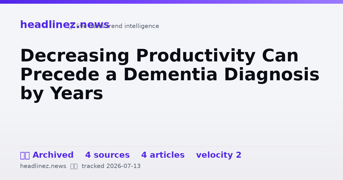 Visual summary for Decreasing Productivity Can Precede a Dementia Diagnosis by Years