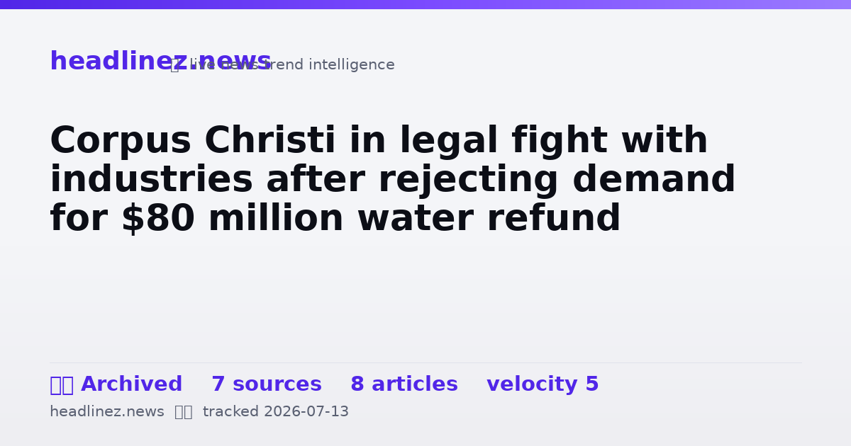 Visual summary for Corpus Christi in legal fight with industries after rejecting demand for $80 million water refund