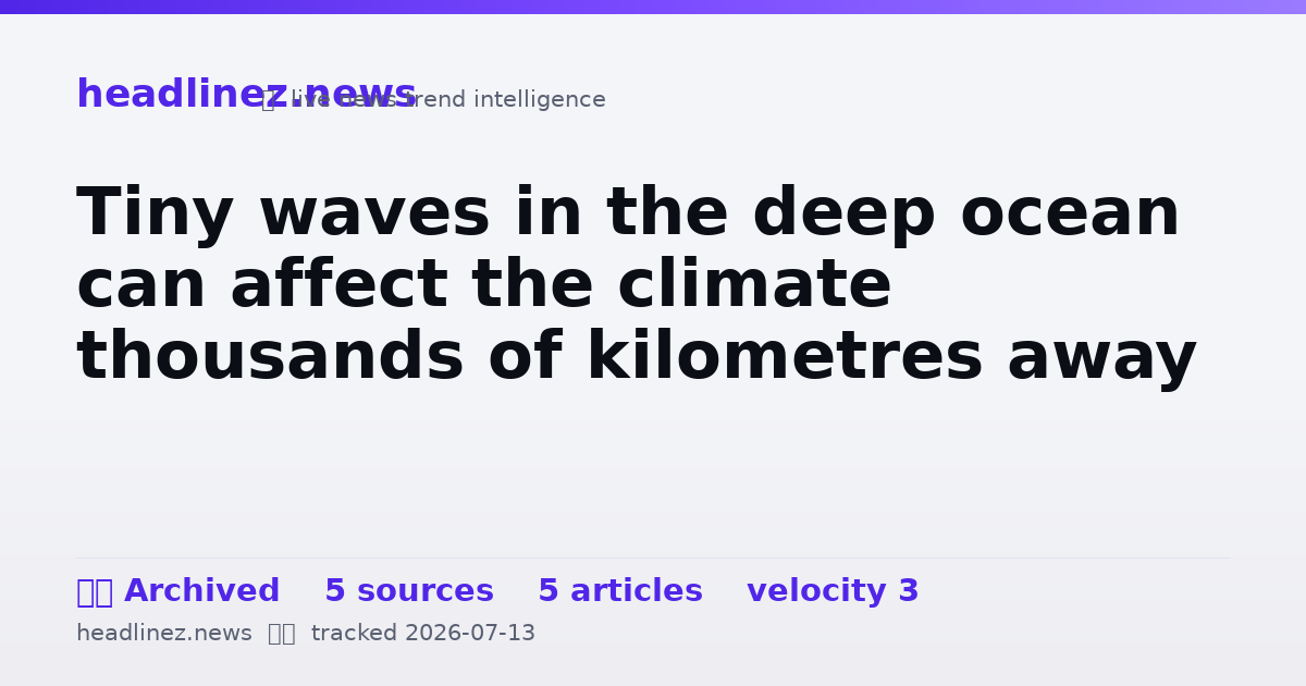 Visual summary for Tiny waves in the deep ocean can affect the climate thousands of kilometres away