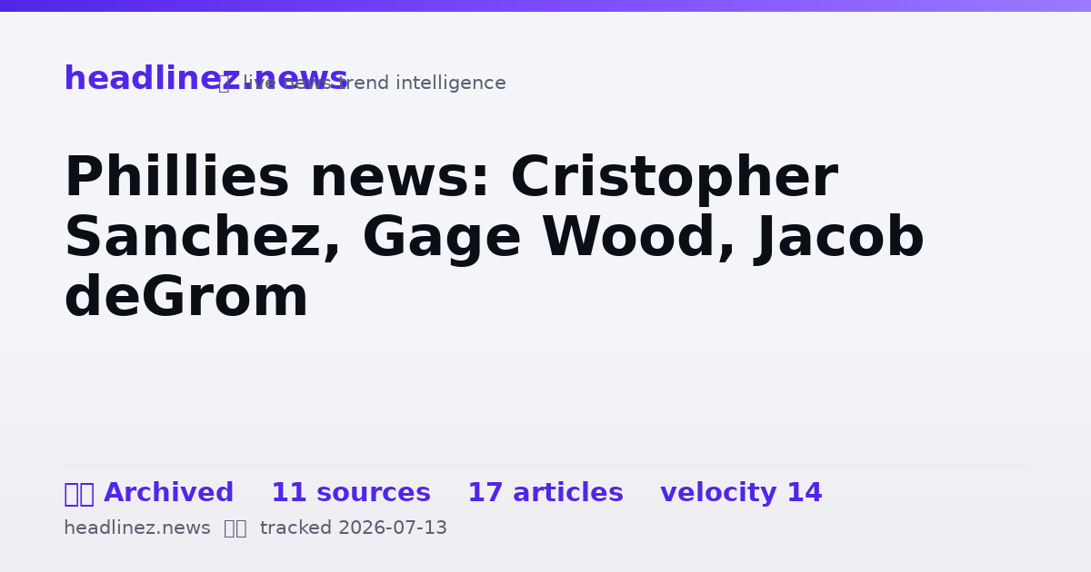 Visual summary for Phillies news: Cristopher Sanchez, Gage Wood, Jacob deGrom