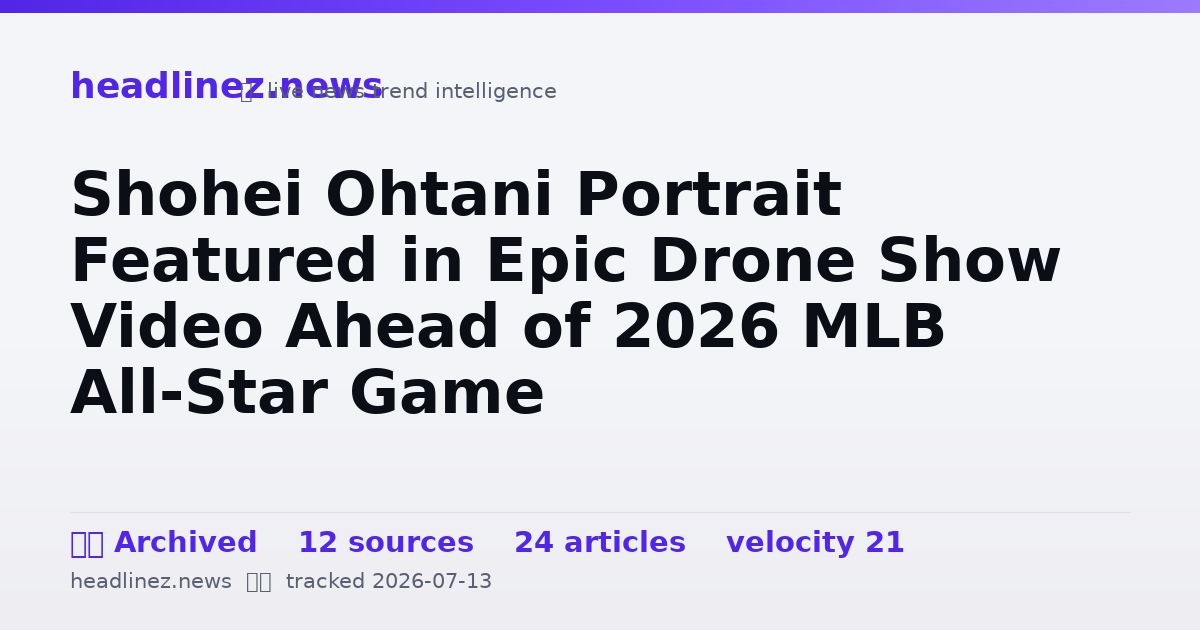 Visual summary for Shohei Ohtani Portrait Featured in Epic Drone Show Video Ahead of 2026 MLB All-Star Game