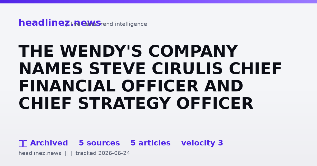 Visual summary for THE WENDY'S COMPANY NAMES STEVE CIRULIS CHIEF FINANCIAL OFFICER AND CHIEF STRATEGY OFFICER