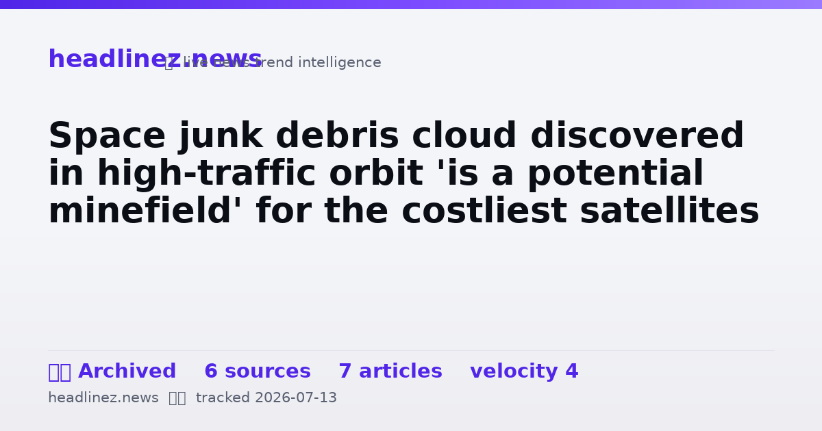Visual summary for Space junk debris cloud discovered in high-traffic orbit 'is a potential minefield' for the costliest satellites