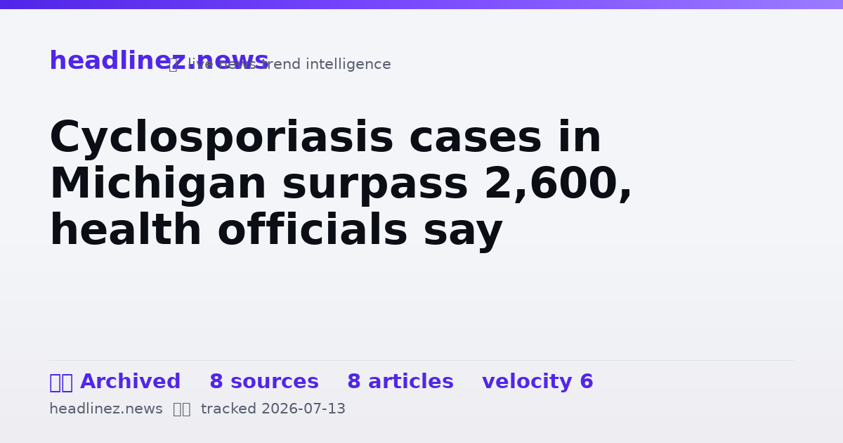 Visual summary for Cyclosporiasis cases in Michigan surpass 2,600, health officials say