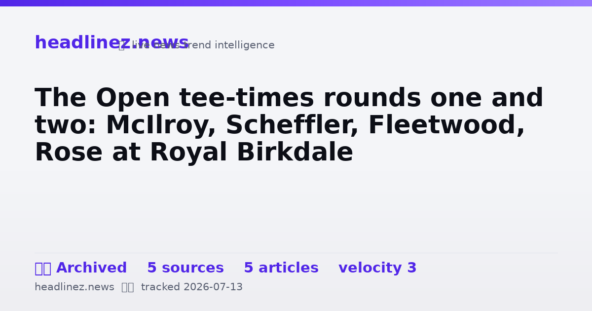 Visual summary for The Open tee-times rounds one and two: McIlroy, Scheffler, Fleetwood, Rose at Royal Birkdale