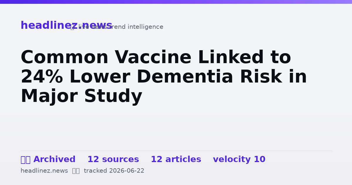 Visual summary for Common Vaccine Linked to 24% Lower Dementia Risk in Major Study