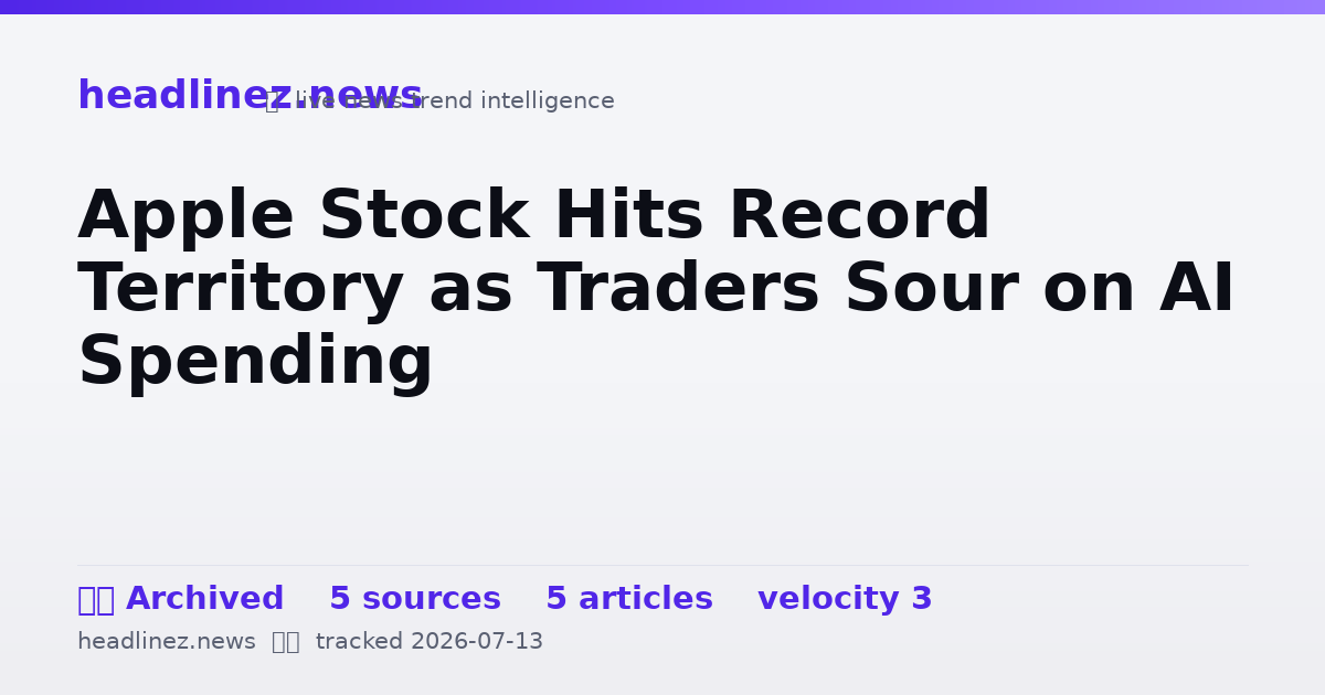 Visual summary for Apple Stock Hits Record Territory as Traders Sour on AI Spending