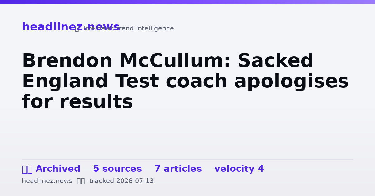 Visual summary for Brendon McCullum: Sacked England Test coach apologises for results