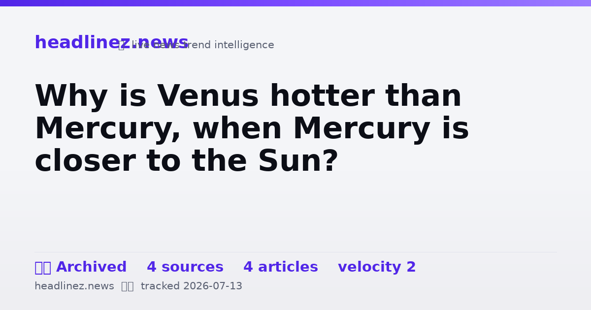 Visual summary for Why is Venus hotter than Mercury, when Mercury is closer to the Sun?