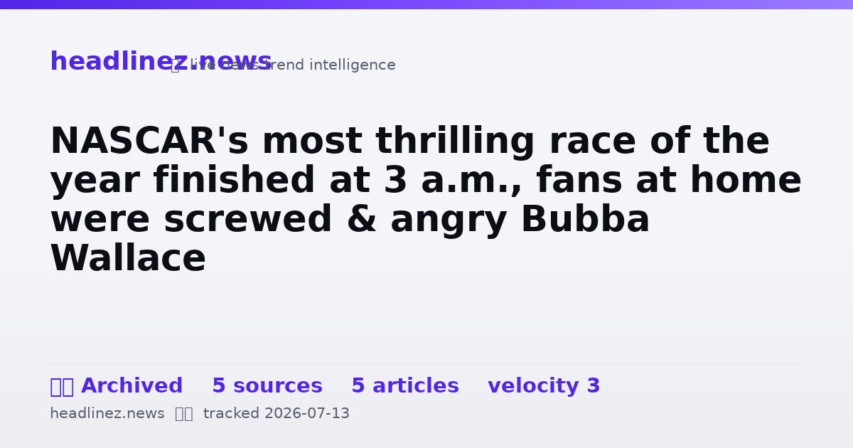 Visual summary for NASCAR's most thrilling race of the year finished at 3 a.m., fans at home were screwed & angry Bubba Wallace