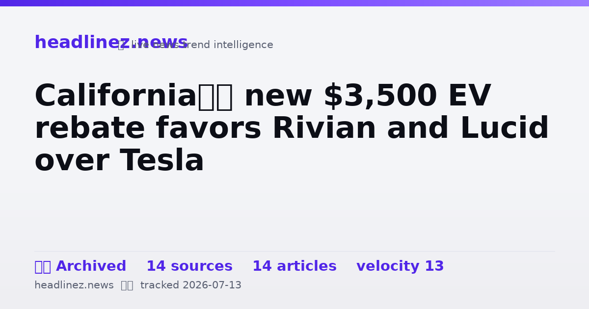 Visual summary for California’s new $3,500 EV rebate favors Rivian and Lucid over Tesla