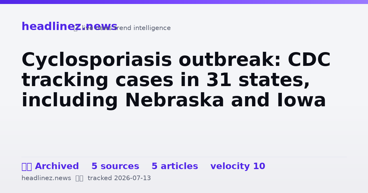 Visual summary for Cyclosporiasis outbreak: CDC tracking cases in 31 states, including Nebraska and Iowa