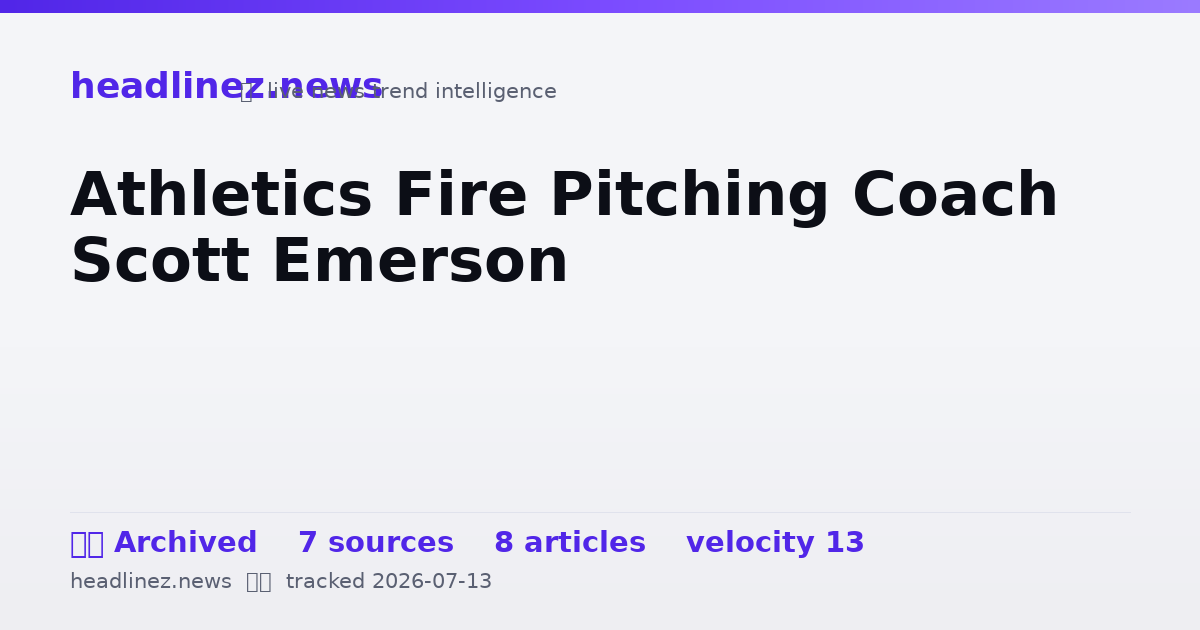 Visual summary for Athletics Fire Pitching Coach Scott Emerson