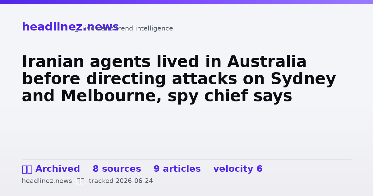 Visual summary for Iranian agents lived in Australia before directing attacks on Sydney and Melbourne, spy chief says