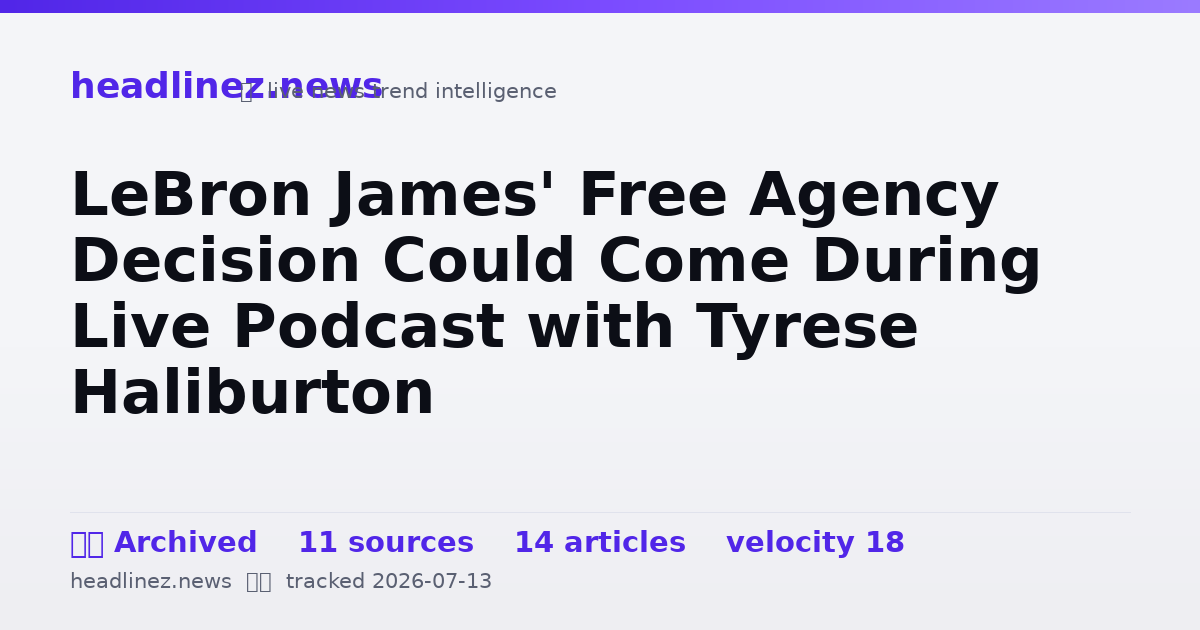 Visual summary for LeBron James' Free Agency Decision Could Come During Live Podcast with Tyrese Haliburton