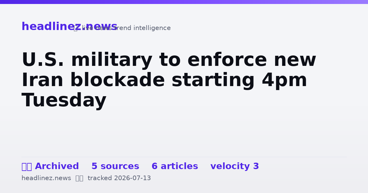 Visual summary for U.S. military to enforce new Iran blockade starting 4pm Tuesday
