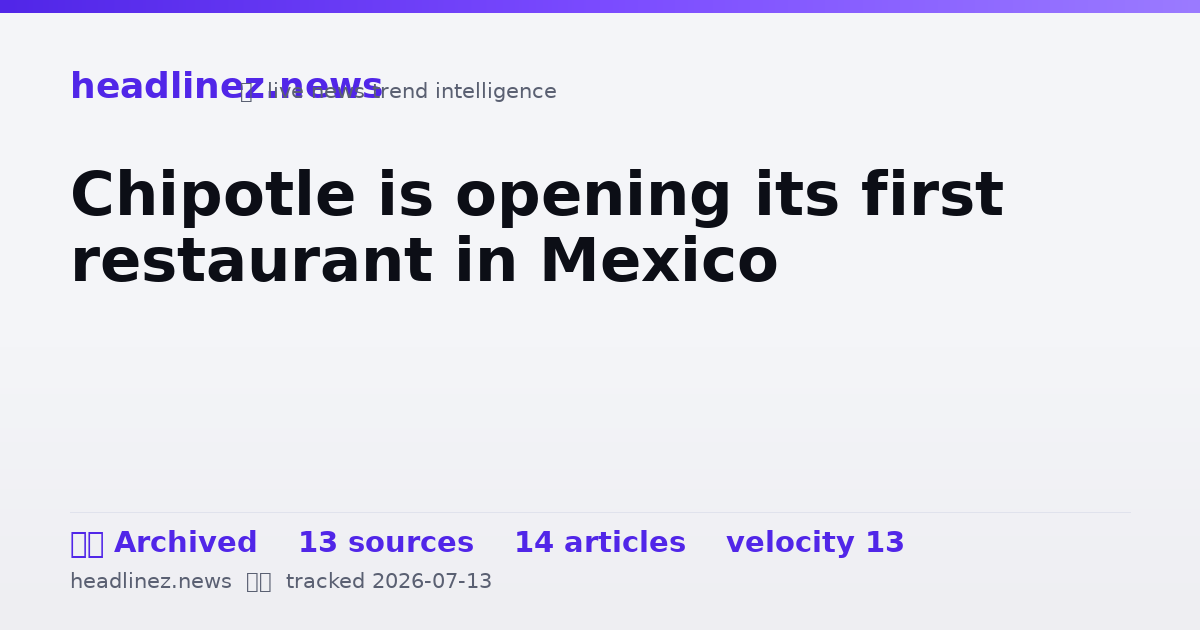 Visual summary for Chipotle is opening its first restaurant in Mexico