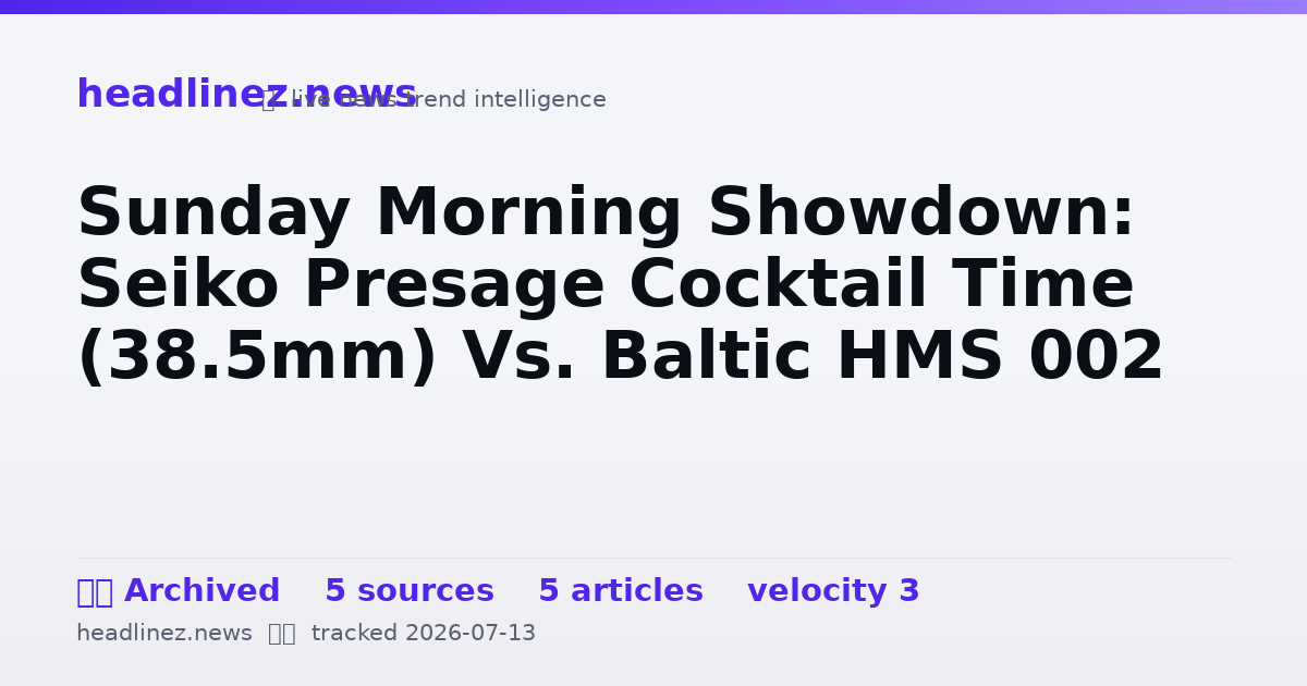 Visual summary for Sunday Morning Showdown: Seiko Presage Cocktail Time (38.5mm) Vs. Baltic HMS 002