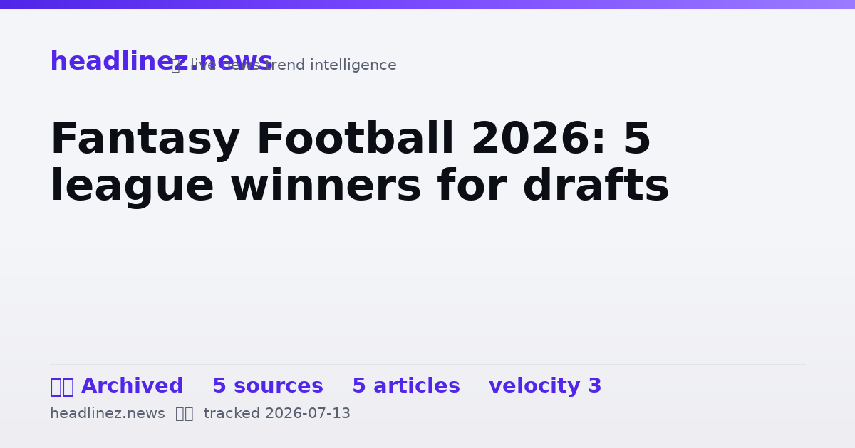 Visual summary for Fantasy Football 2026: 5 league winners for drafts