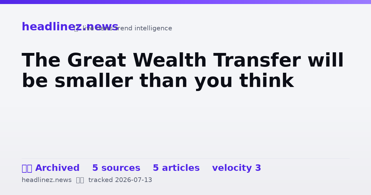Visual summary for The Great Wealth Transfer will be smaller than you think