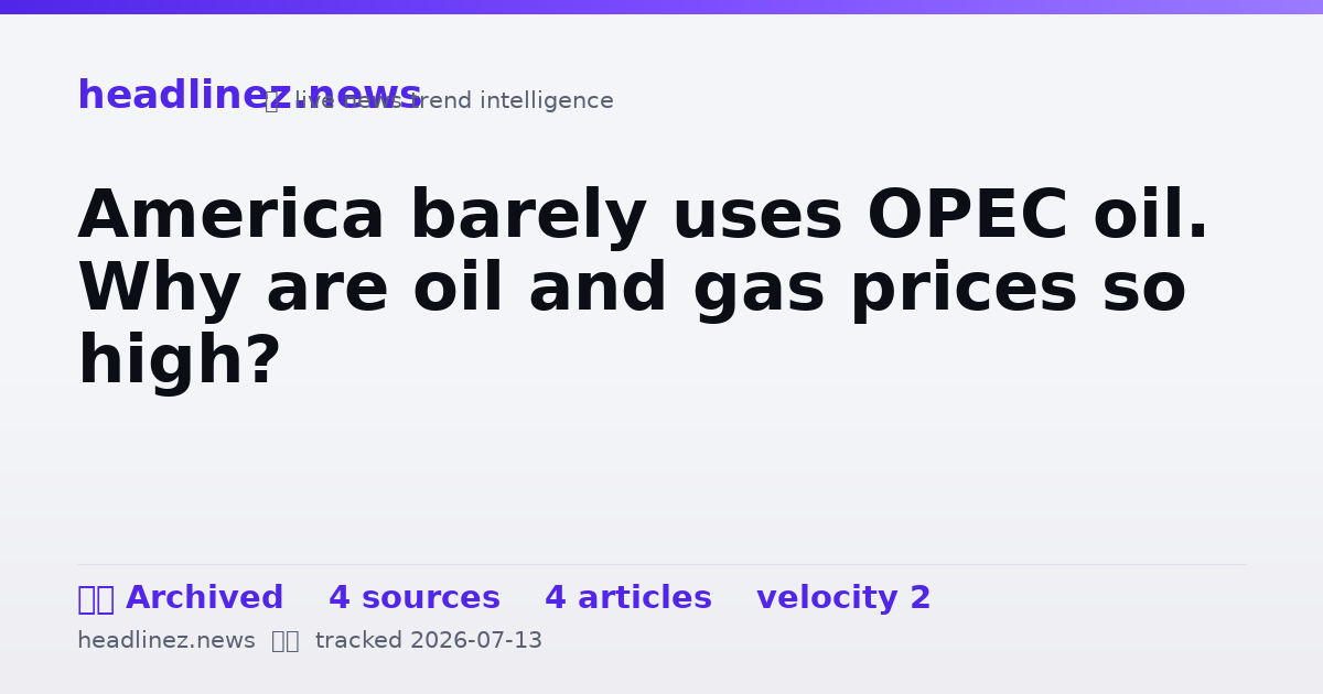 Visual summary for America barely uses OPEC oil. Why are oil and gas prices so high?