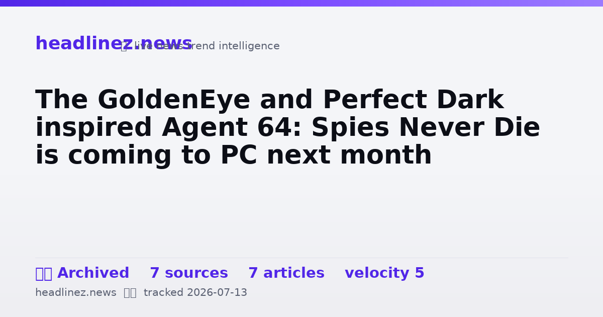 Visual summary for The GoldenEye and Perfect Dark inspired Agent 64: Spies Never Die is coming to PC next month