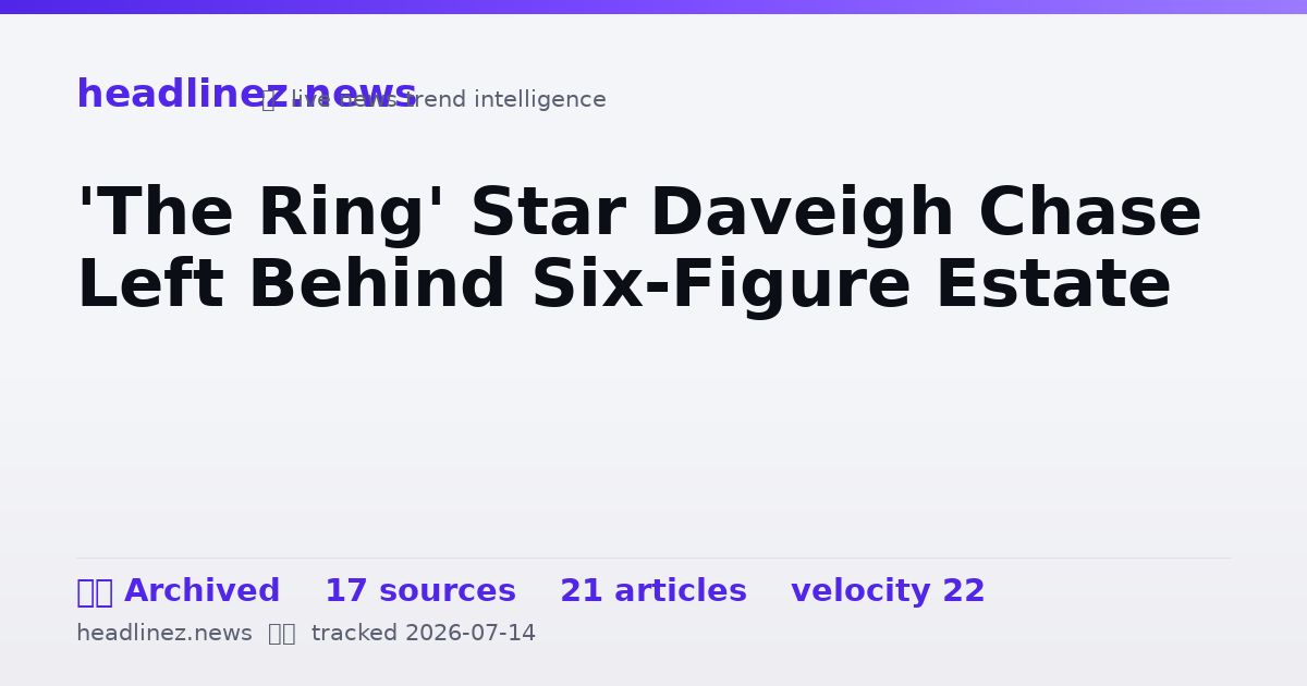 Visual summary for 'The Ring' Star Daveigh Chase Left Behind Six-Figure Estate