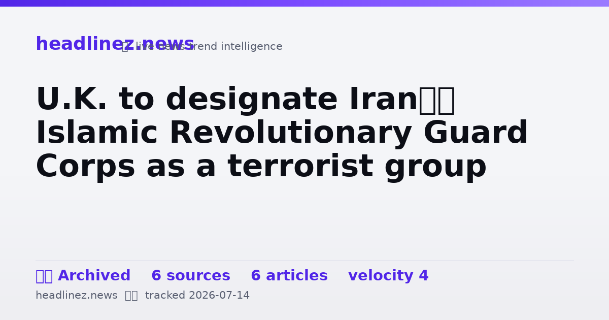 Visual summary for U.K. to designate Iran’s Islamic Revolutionary Guard Corps as a terrorist group