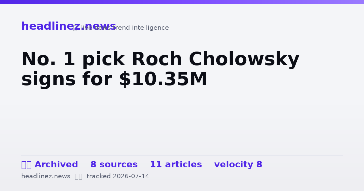 Visual summary for No. 1 pick Roch Cholowsky signs for $10.35M