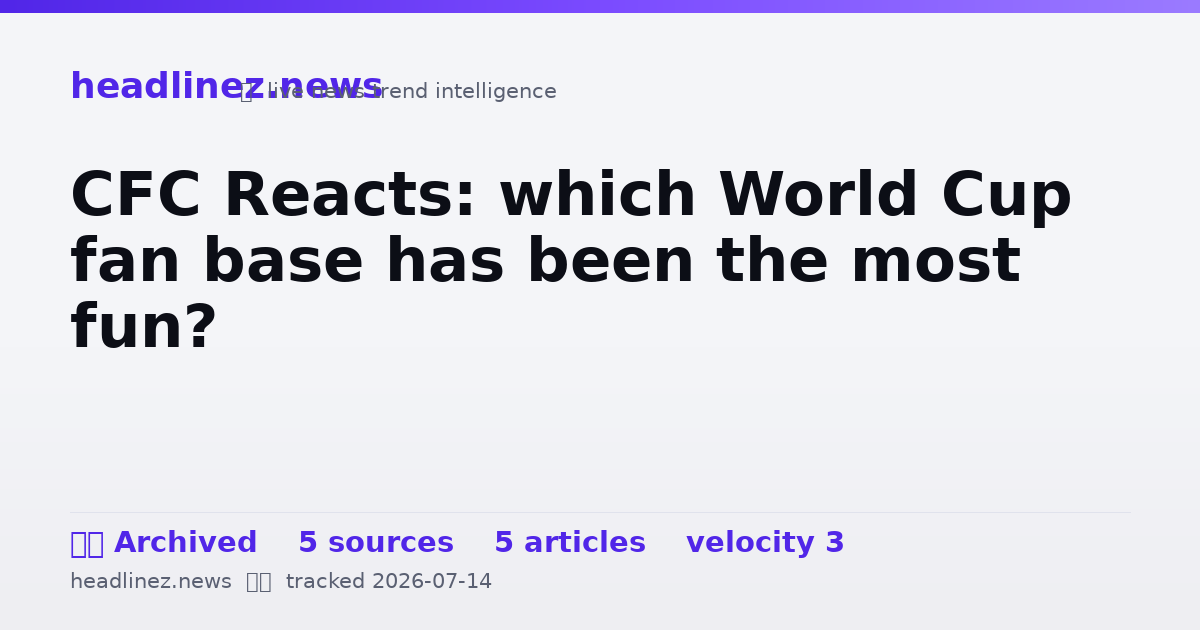 Visual summary for CFC Reacts: which World Cup fan base has been the most fun?