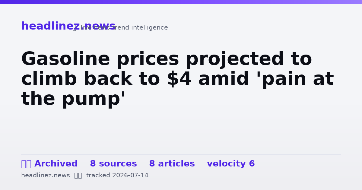 Visual summary for Gasoline prices projected to climb back to $4 amid 'pain at the pump'