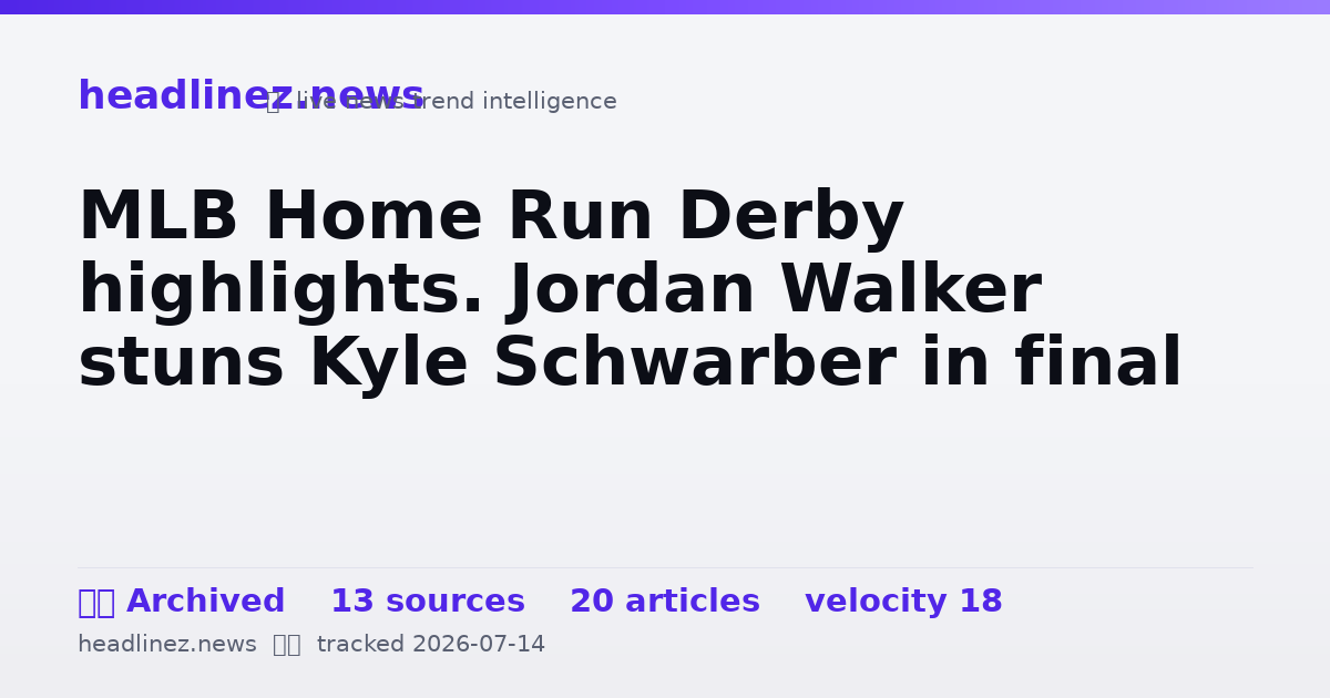Visual summary for MLB Home Run Derby highlights. Jordan Walker stuns Kyle Schwarber in final