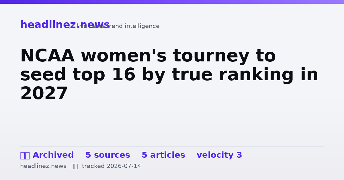 Visual summary for NCAA women's tourney to seed top 16 by true ranking in 2027