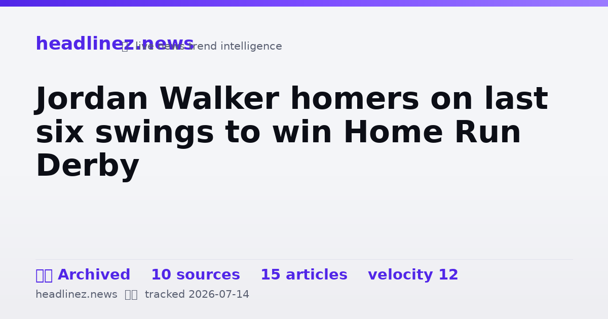 Visual summary for Jordan Walker homers on last six swings to win Home Run Derby