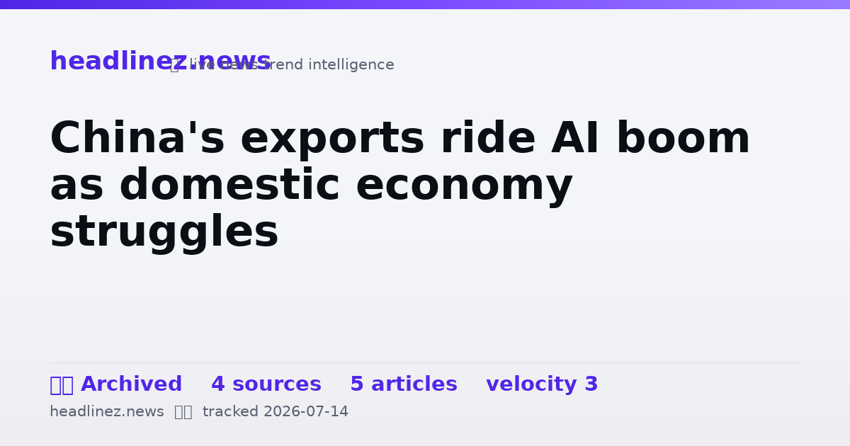 Visual summary for China's exports ride AI boom as domestic economy struggles