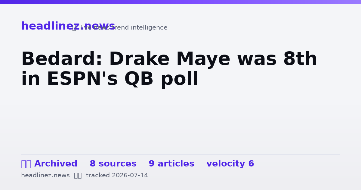 Visual summary for Bedard: Drake Maye was 8th in ESPN's QB poll