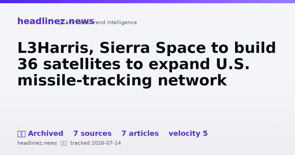 Visual summary for L3Harris, Sierra Space to build 36 satellites to expand U.S. missile-tracking network
