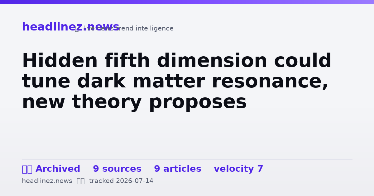 Visual summary for Hidden fifth dimension could tune dark matter resonance, new theory proposes