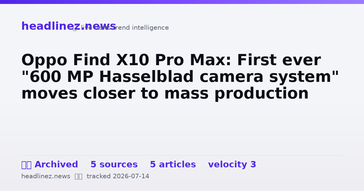 Visual summary for Oppo Find X10 Pro Max: First ever "600 MP Hasselblad camera system" moves closer to mass production