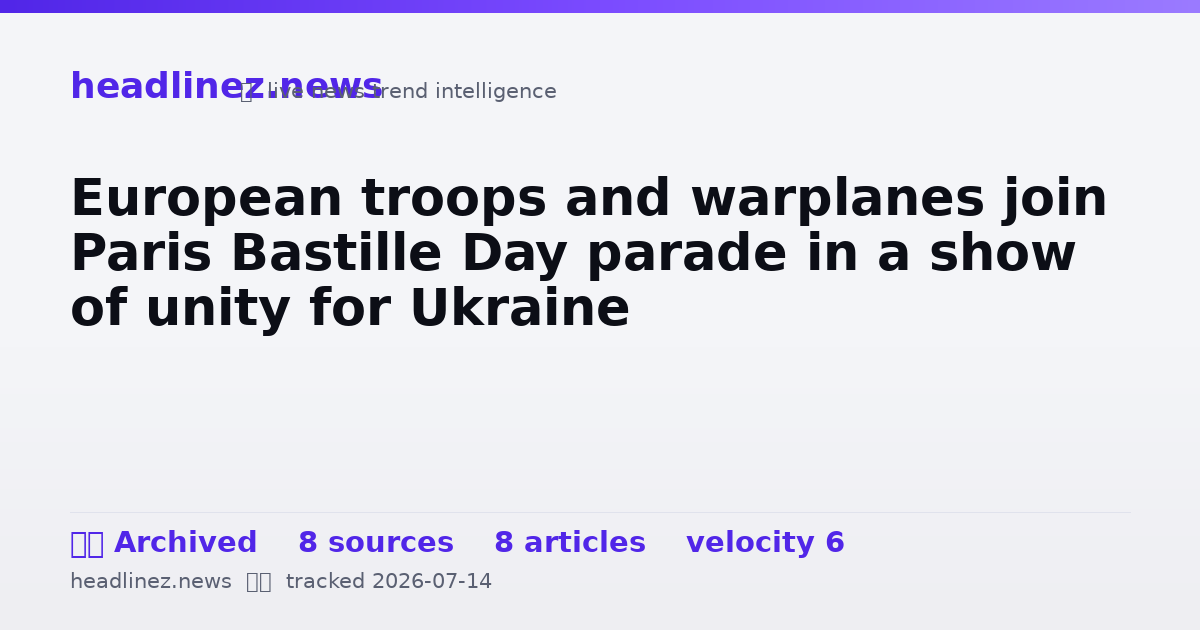 Visual summary for European troops and warplanes join Paris Bastille Day parade in a show of unity for Ukraine