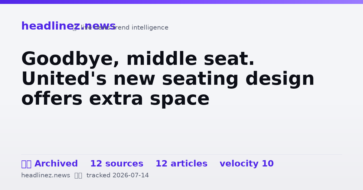 Visual summary for Goodbye, middle seat. United's new seating design offers extra space