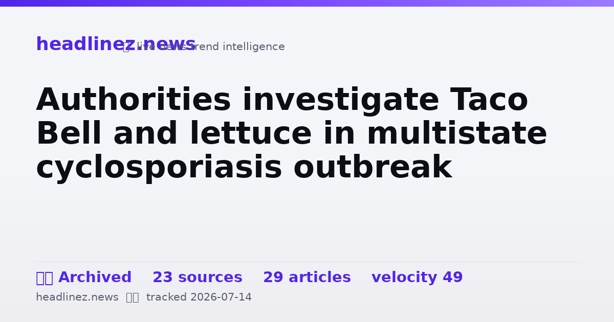 Visual summary for Authorities investigate Taco Bell and lettuce in multistate cyclosporiasis outbreak
