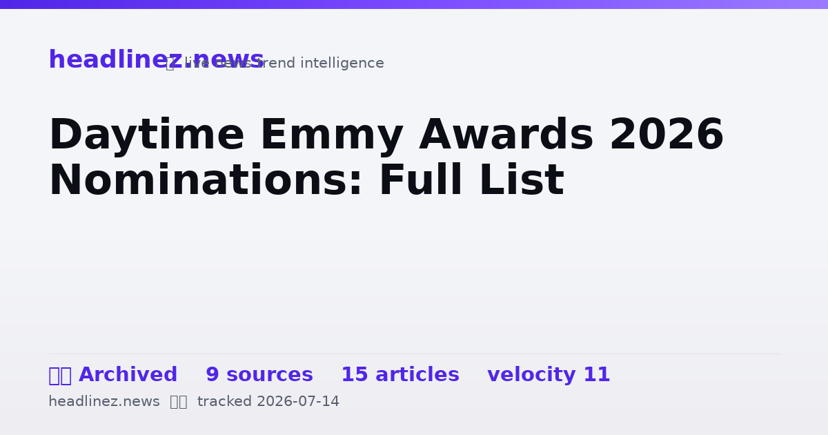 Visual summary for Daytime Emmy Awards 2026 Nominations: Full List