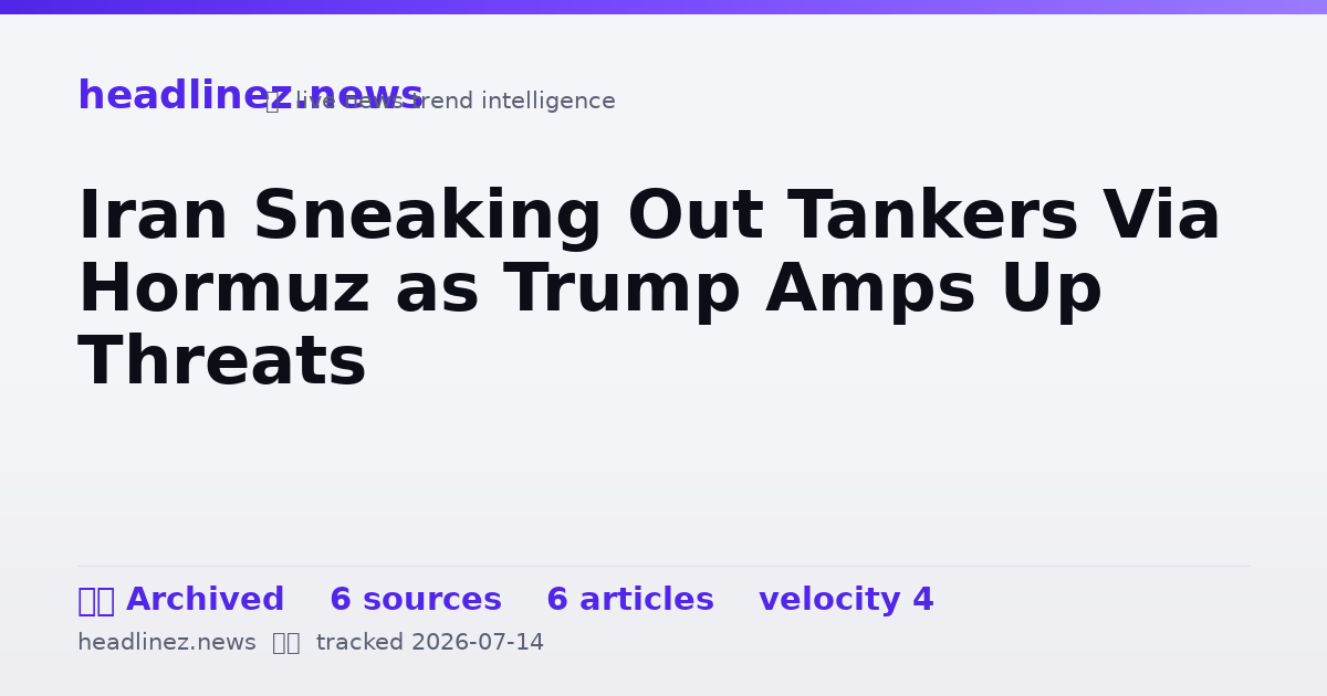 Visual summary for Iran Sneaking Out Tankers Via Hormuz as Trump Amps Up Threats