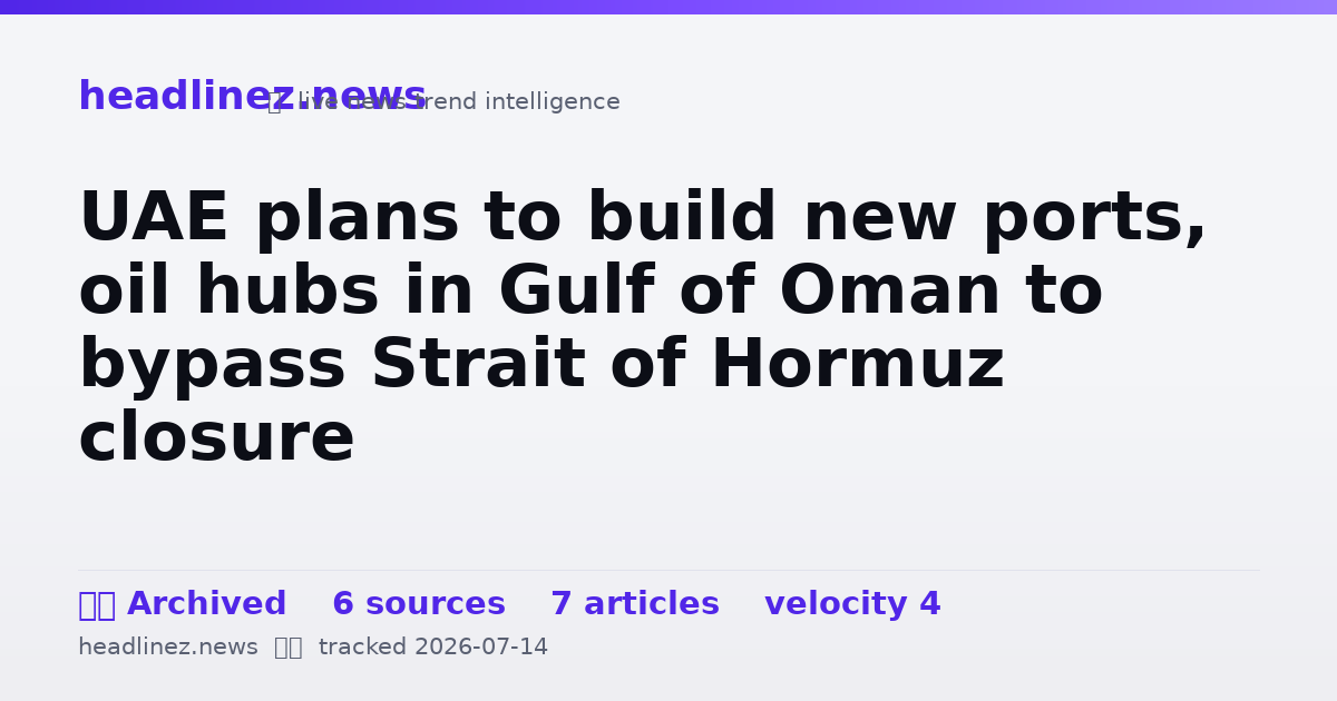 Visual summary for UAE plans to build new ports, oil hubs in Gulf of Oman to bypass Strait of Hormuz closure