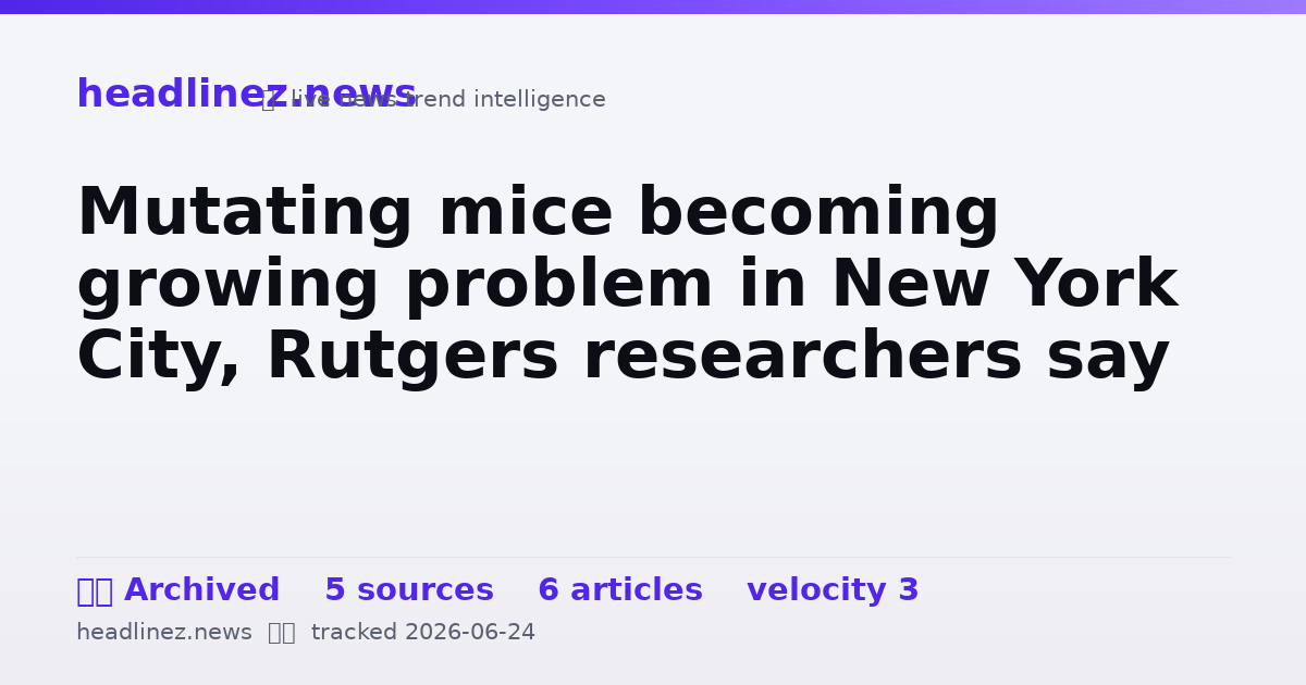 Visual summary for Mutating mice becoming growing problem in New York City, Rutgers researchers say