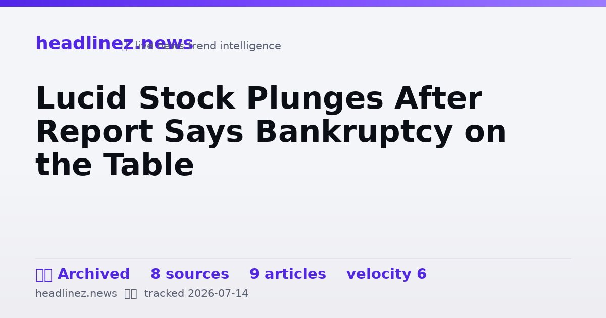 Visual summary for Lucid Stock Plunges After Report Says Bankruptcy on the Table