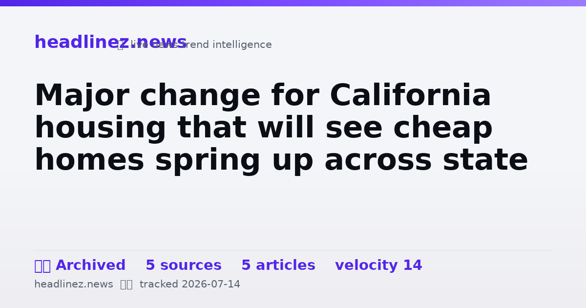 Visual summary for Major change for California housing that will see cheap homes spring up across state